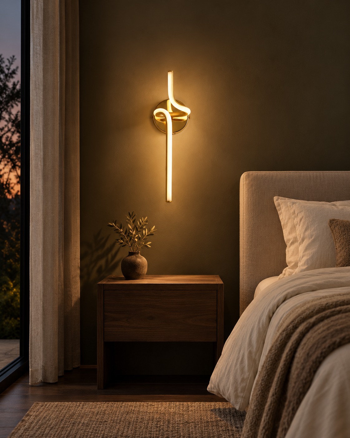 Applique murale spirale fine LED dorée, photo 4