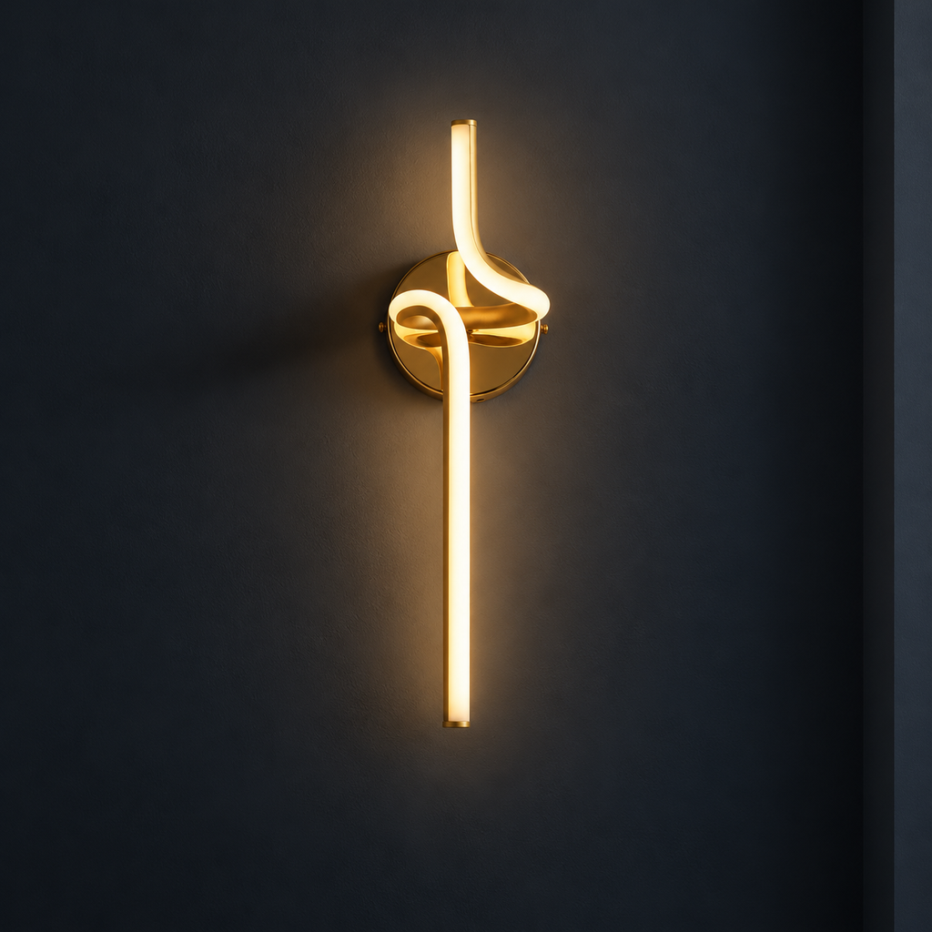 Applique murale spirale fine LED dorée, photo 7