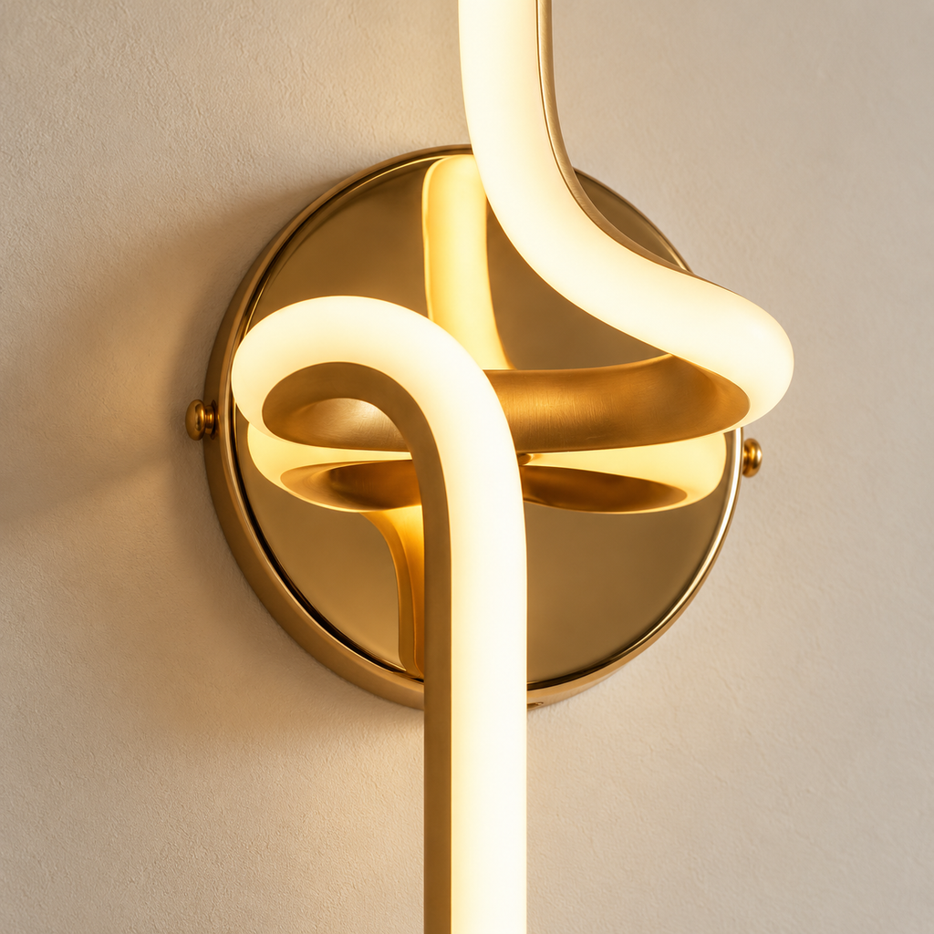 Applique murale spirale fine LED dorée, photo 5