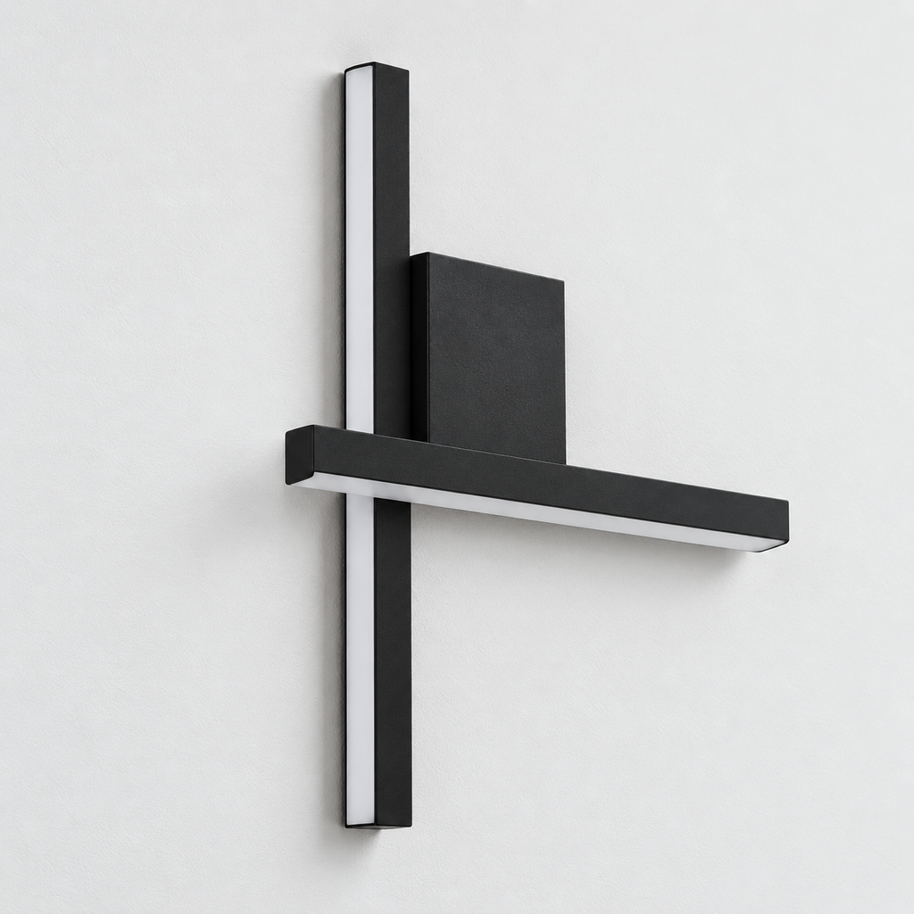 Applique murale lignes LED croisées noire, vue d'ensemble