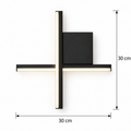 Applique murale lignes LED croisées noire 30 cm avec dimensions