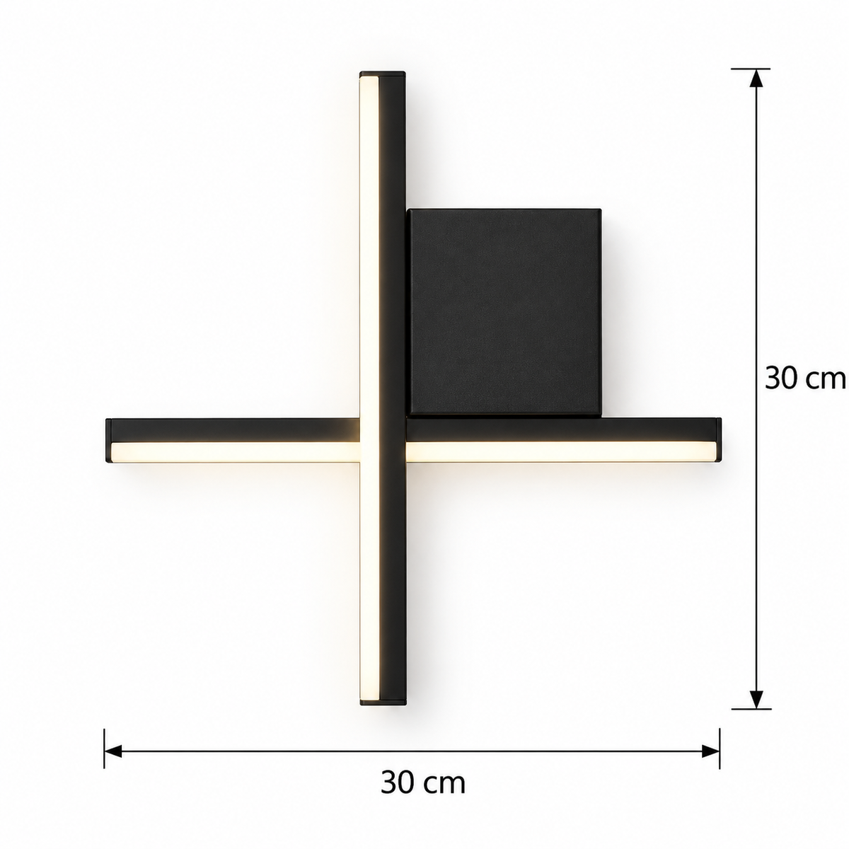 Applique murale lignes LED croisées noire 30 cm avec dimensions
