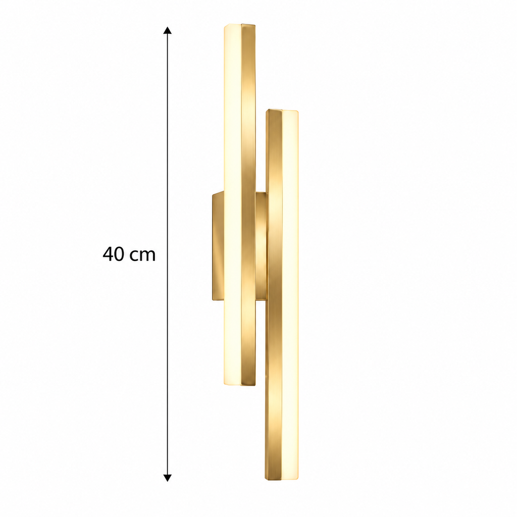 Applique murale barres parallèles LED dorée 40 cm avec dimensions