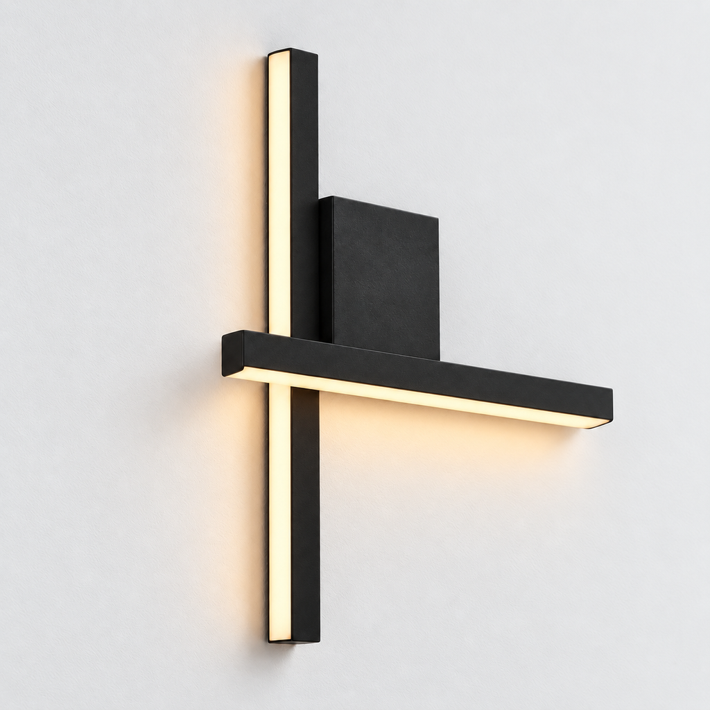Applique murale lignes LED croisées noire en blanc chaud