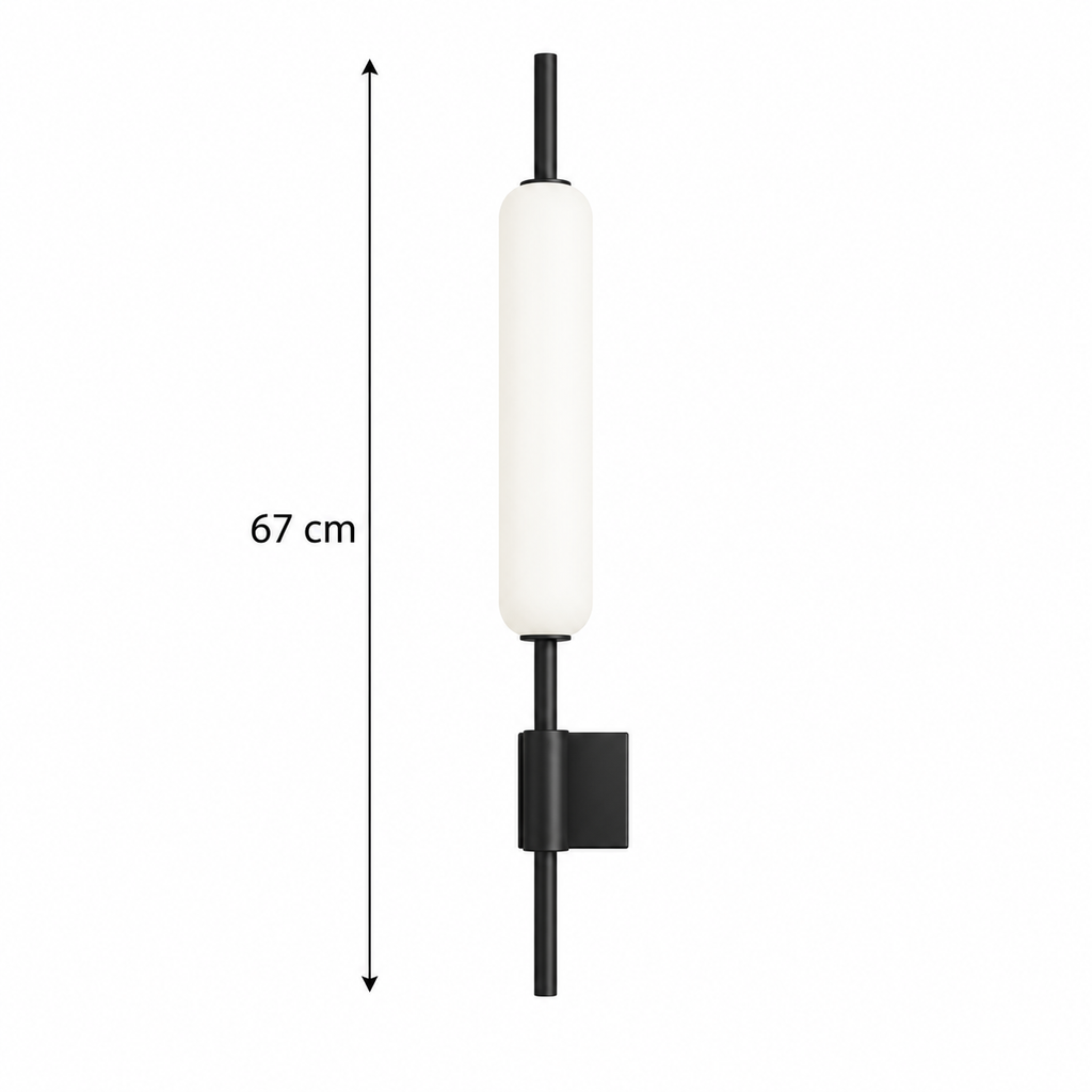 Applique murale tube opalin 67 cm avec dimensions