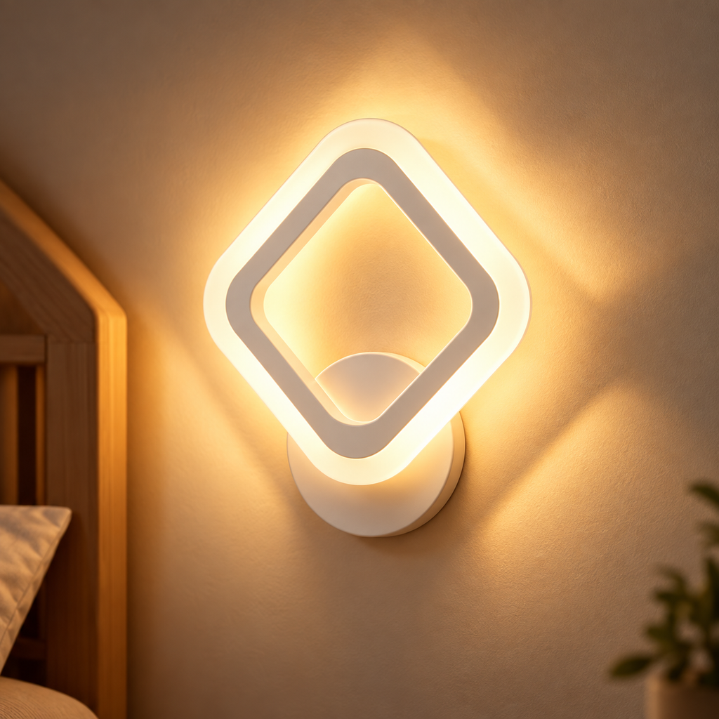 Applique murale losange acrylique blanc LED, photo 9