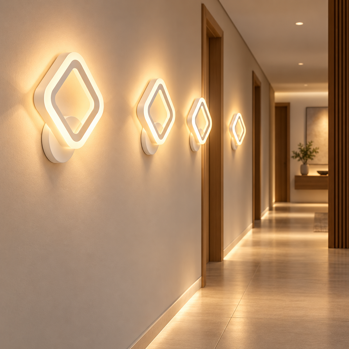 Applique murale losange acrylique blanc LED, photo 3