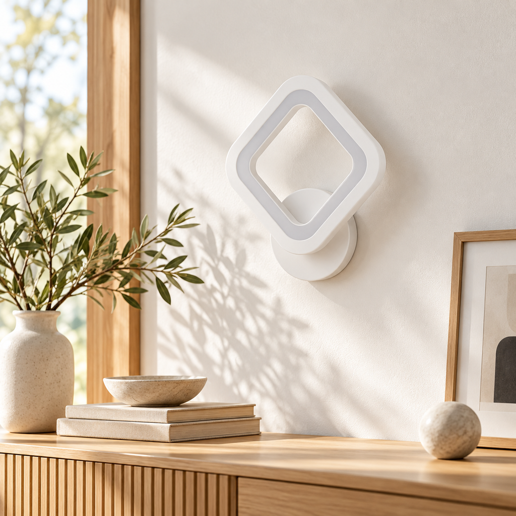 Applique murale losange acrylique blanc LED, photo 2