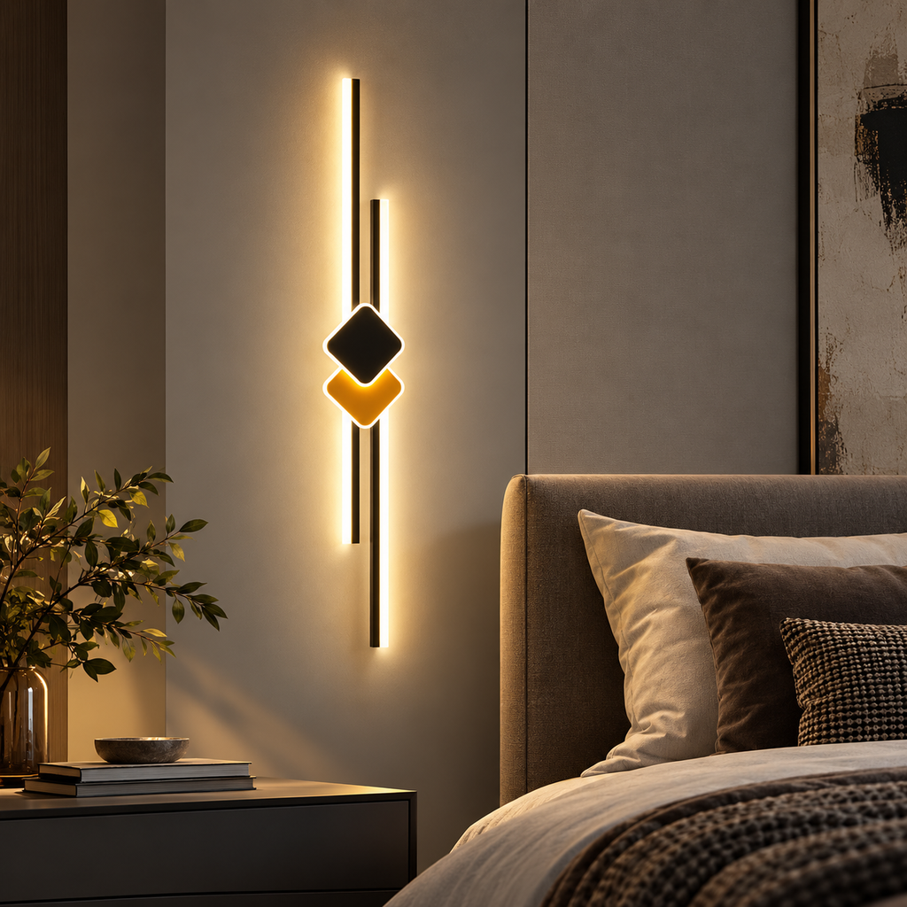 Applique murale barres LED et losange noire, photo 10