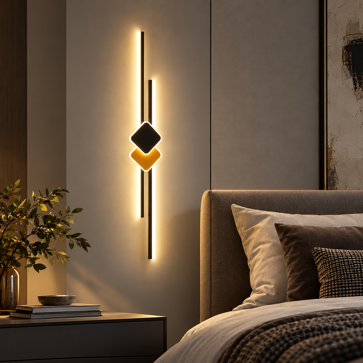 Applique murale barres LED et losange noire, photo 10