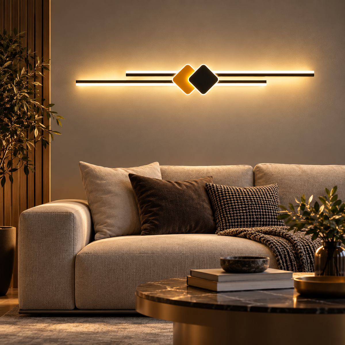 Applique murale barres LED et losange noire, photo 7