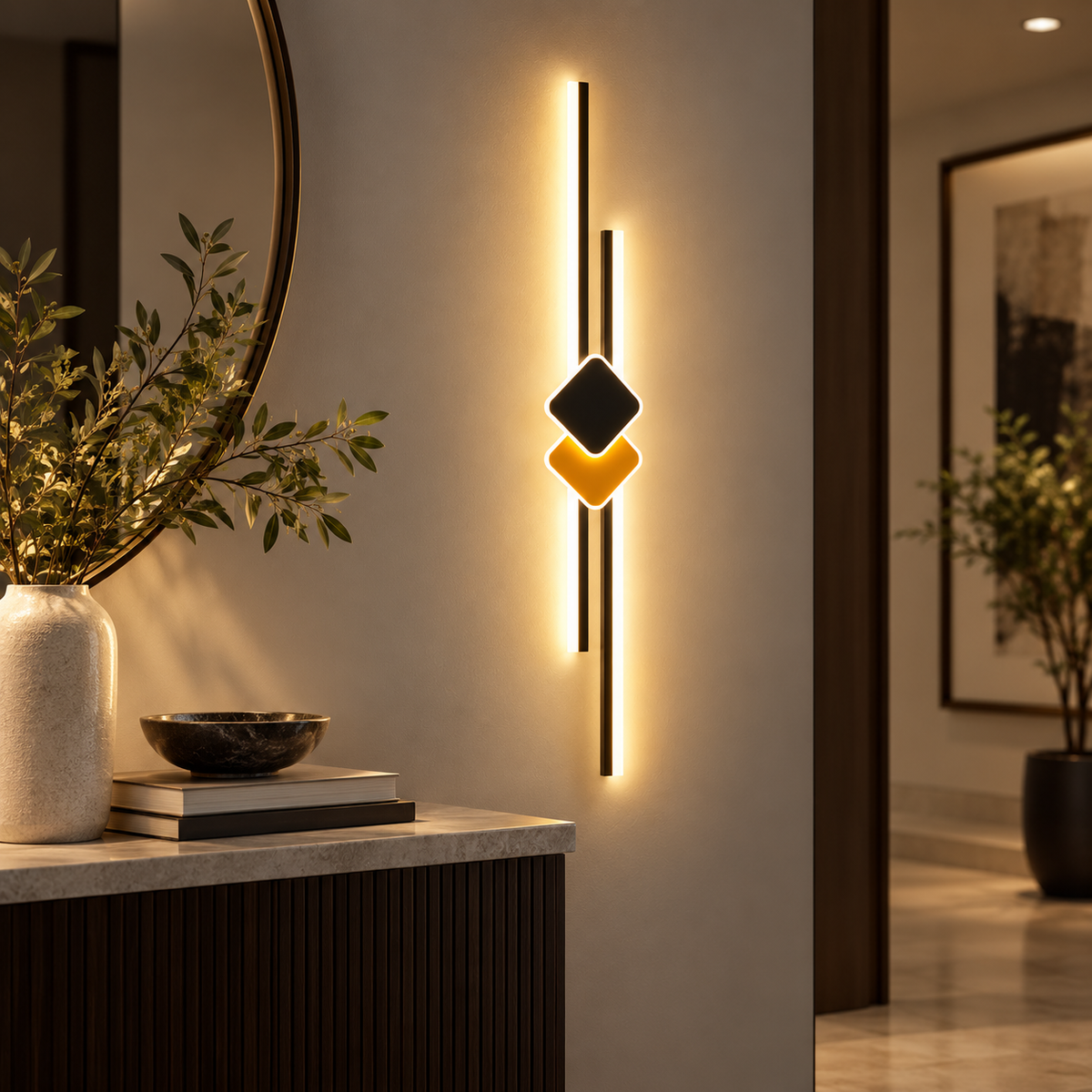 Applique murale barres LED et losange noire, photo 3
