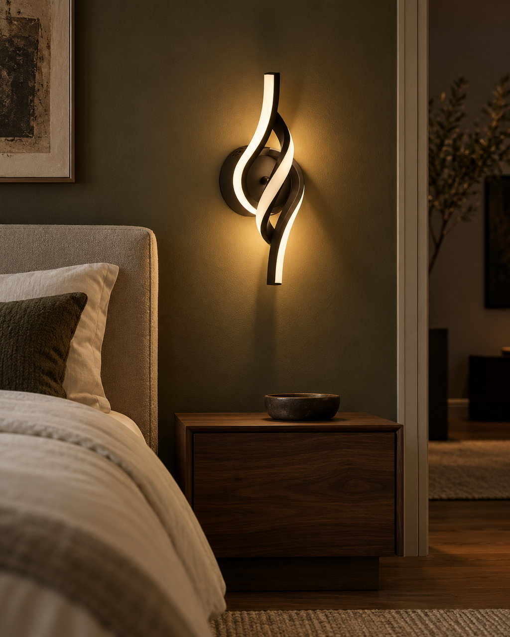 Applique murale torsade LED noire 36 cm, photo 7