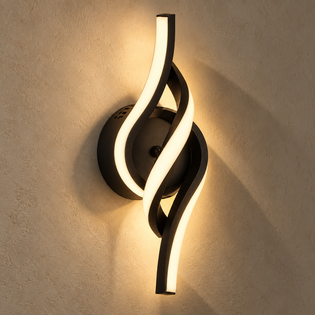Applique murale torsade LED noire 36 cm, photo 2