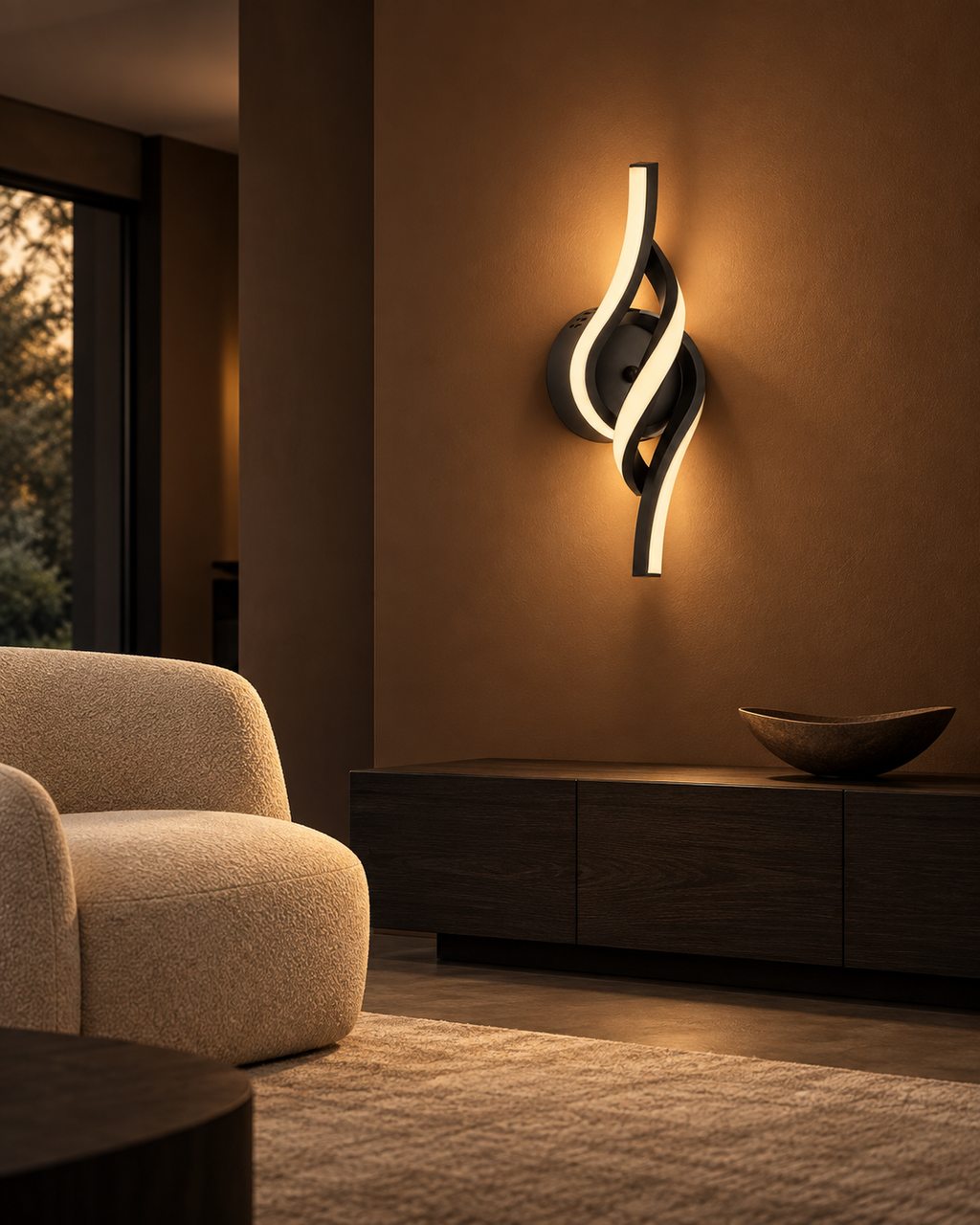 Applique murale torsade LED noire 36 cm, photo 6