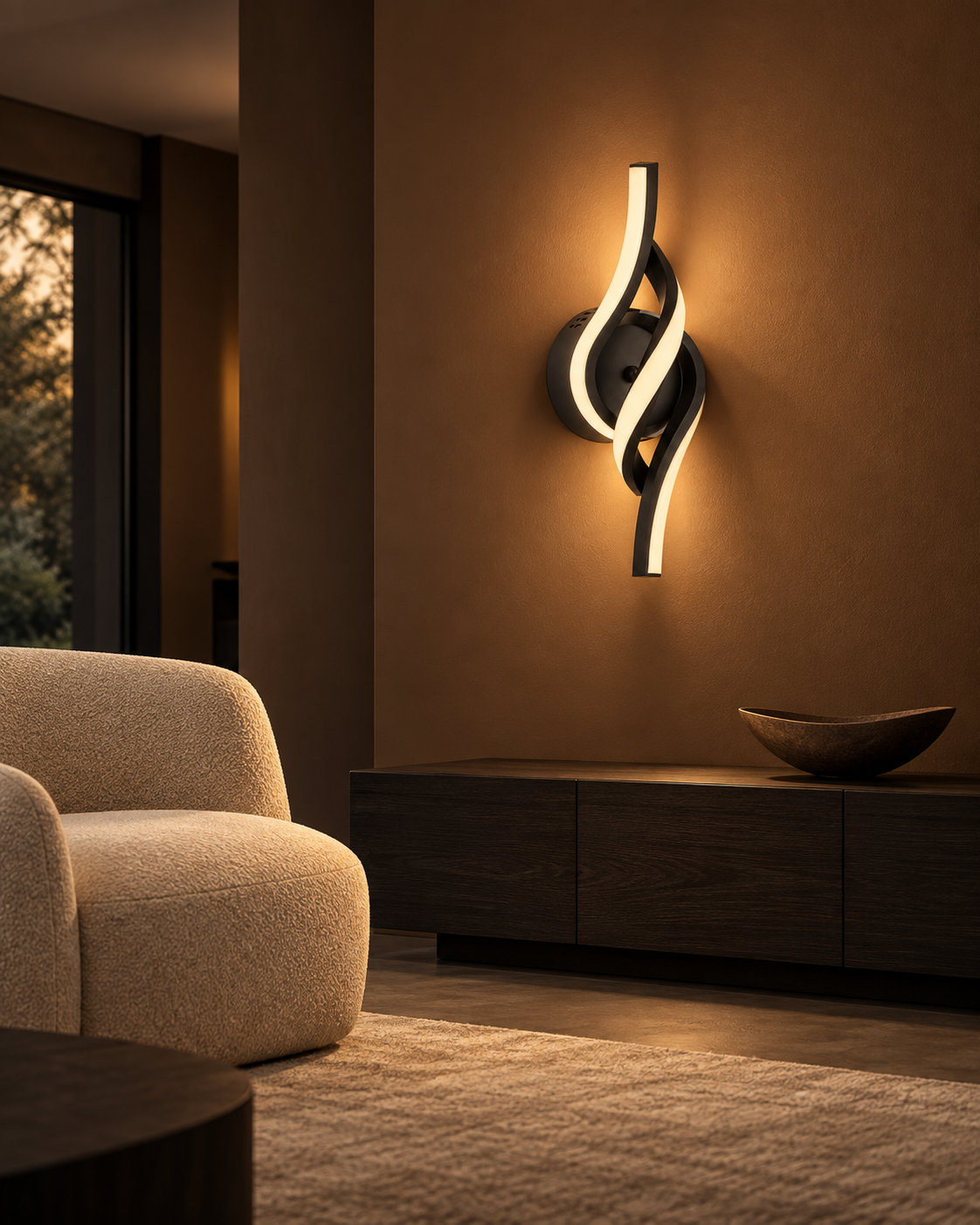 Applique murale torsade LED noire 36 cm, photo 6