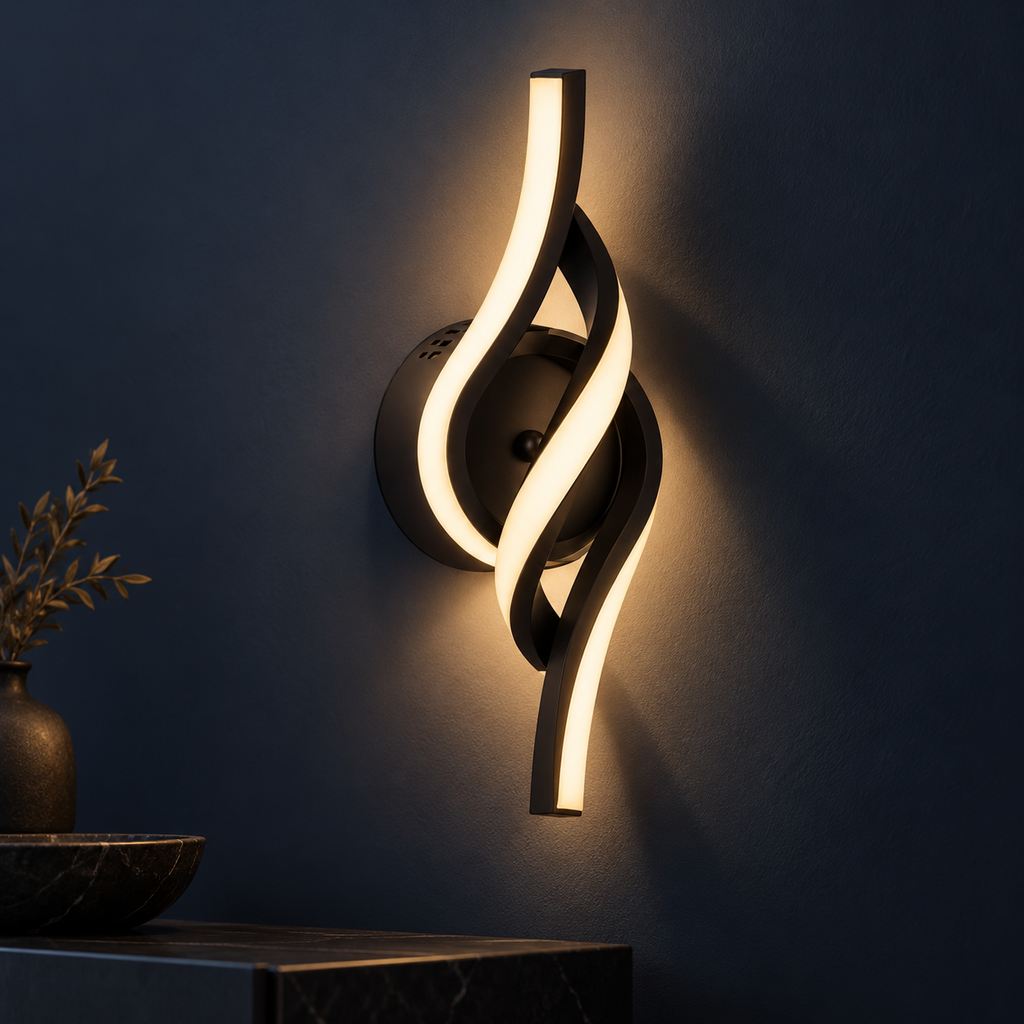 Applique murale torsade LED noire 36 cm, photo 3