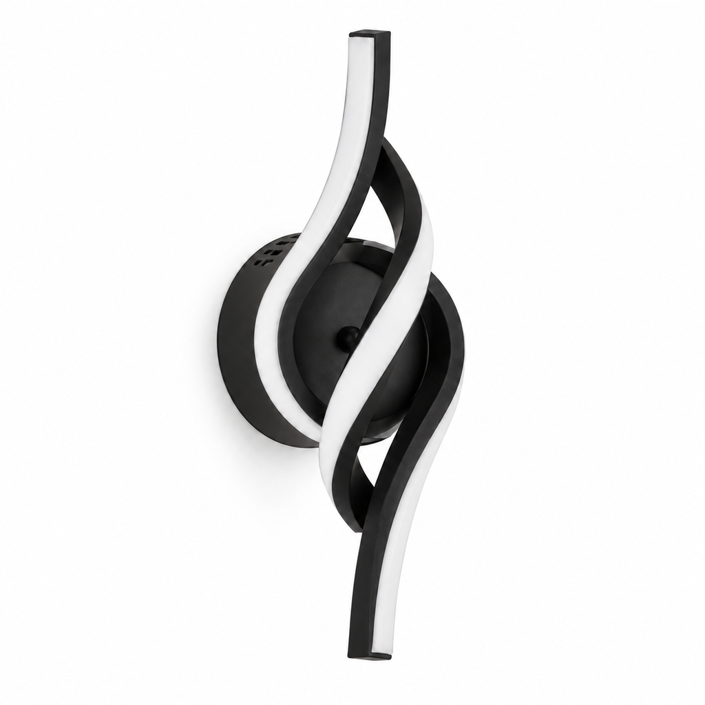 Applique murale torsade LED noire 36 cm allumée