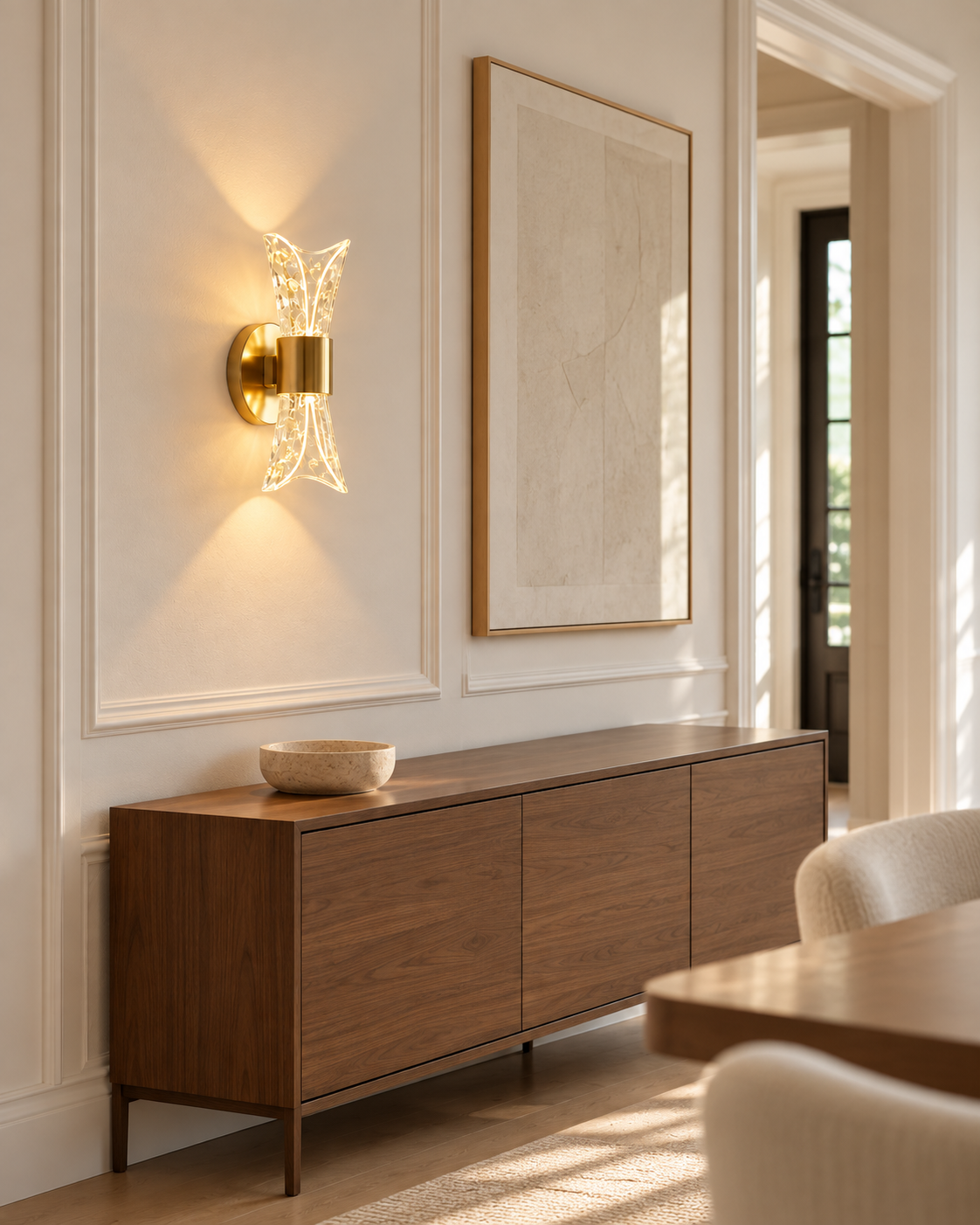 Applique murale sablier acrylique doré, photo 2