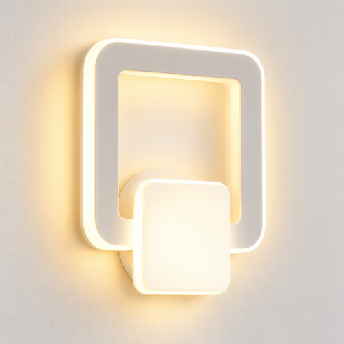 Applique murale carré acrylique blanc LED allumée
