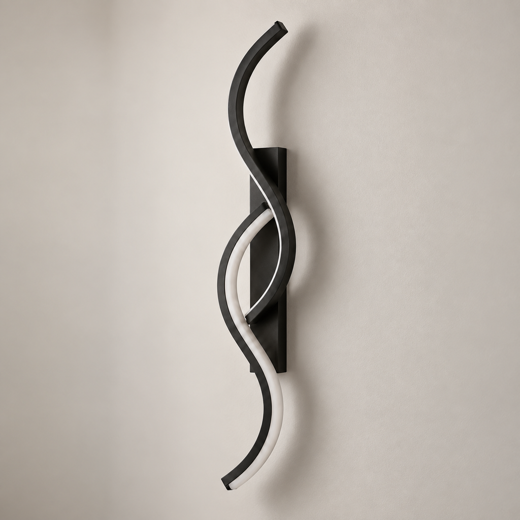 Applique murale double vague LED noire, photo 7