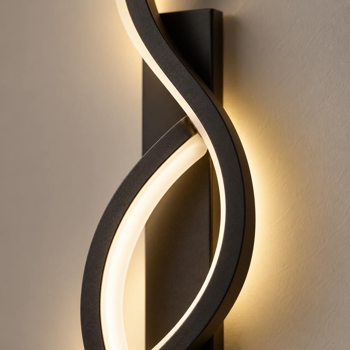 Applique murale double vague LED noire, photo 4