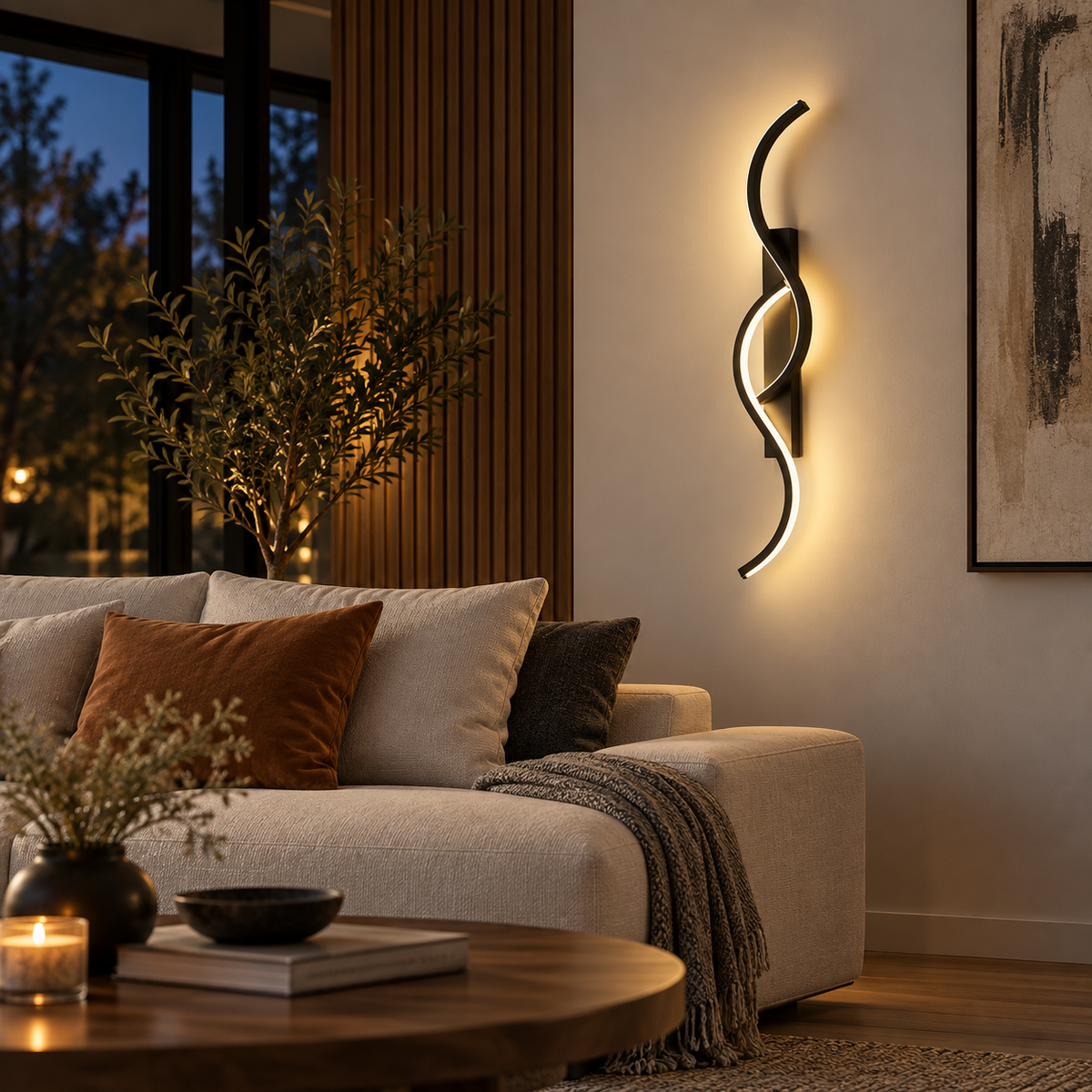 Applique murale double vague LED noire, photo 6