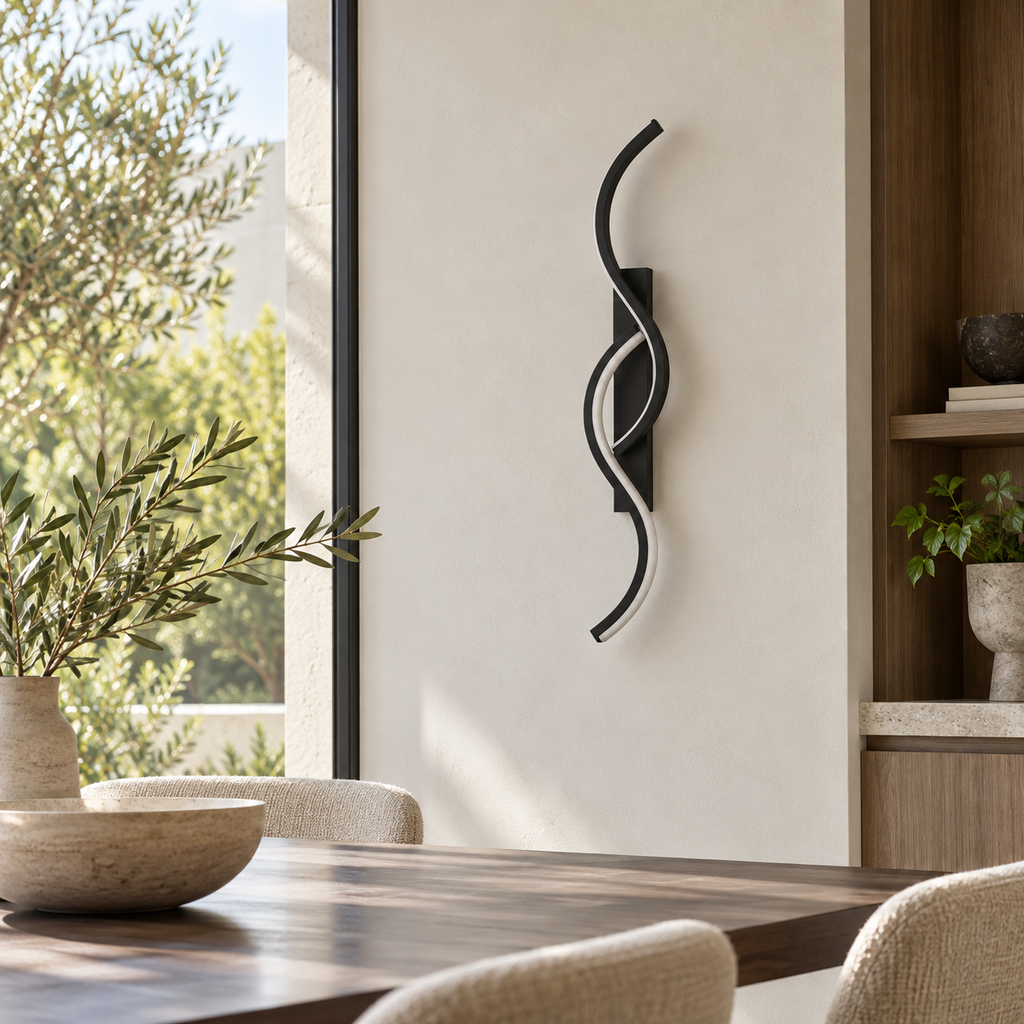 Applique murale double vague LED noire, photo 2