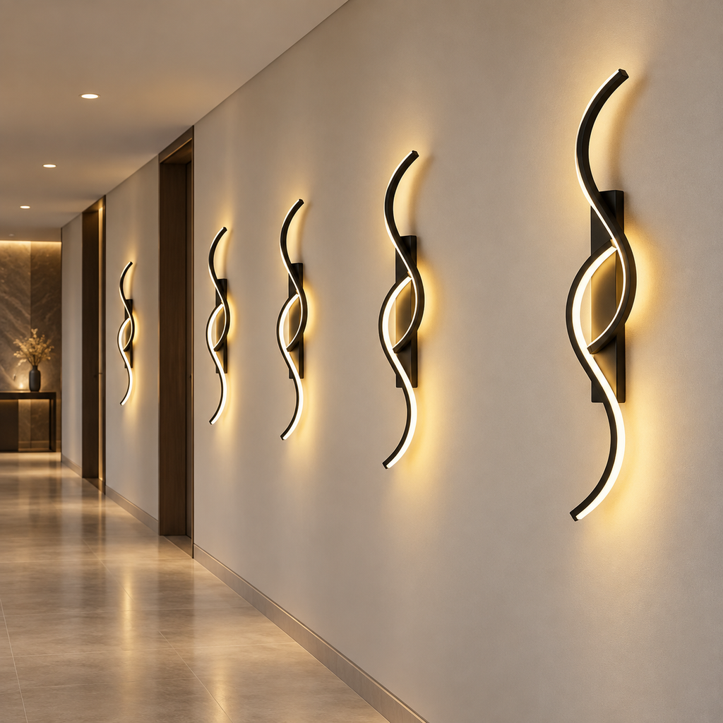 Applique murale double vague LED noire, photo 5