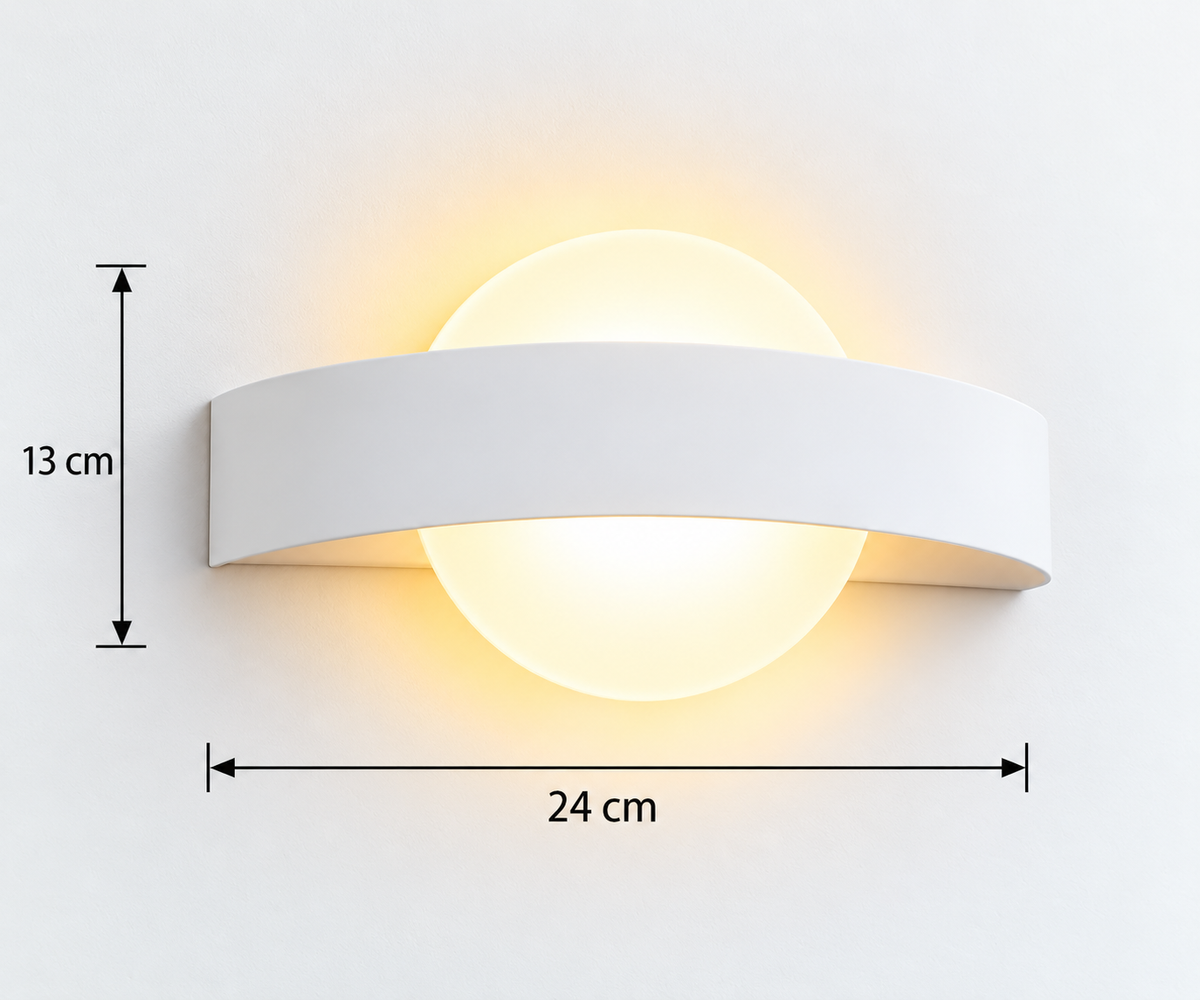 Applique murale demi-lune LED avec dimensions