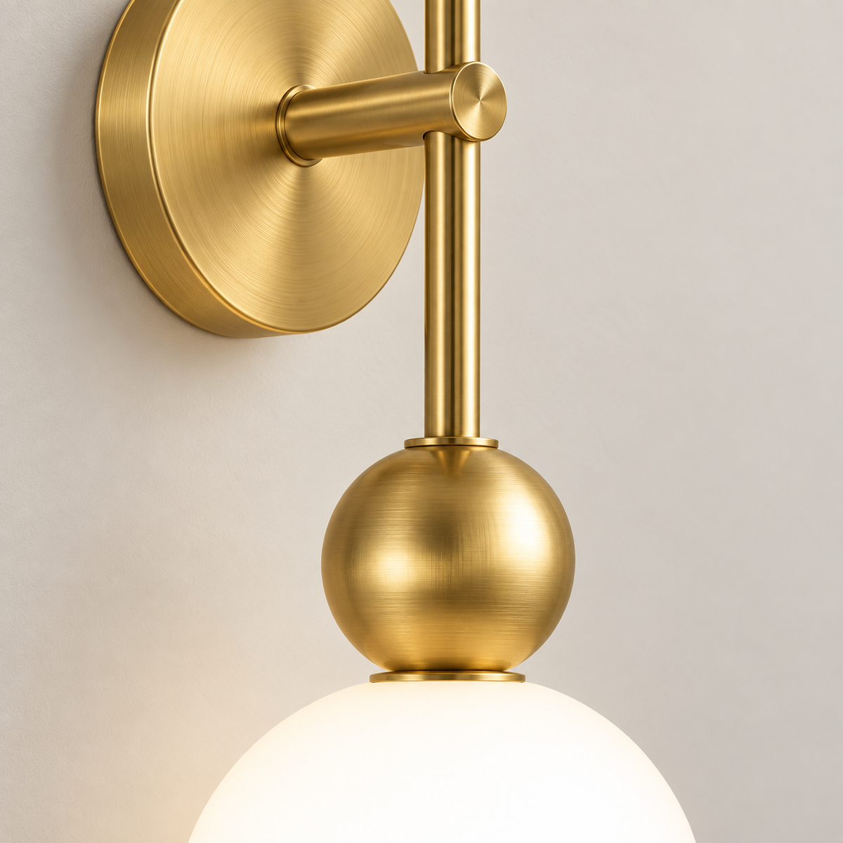 Applique murale globes opale cuivrée, 1 globe, détail