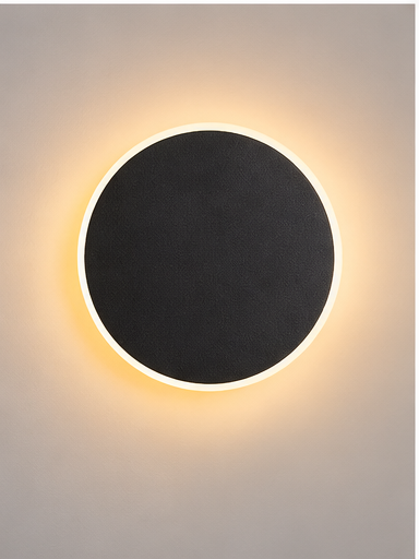 Applique murale disque rétroéclairé LED noir