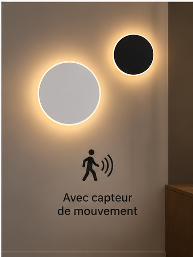 Appliques murales Disques rétroéclairés LED avec capteur de mouvement