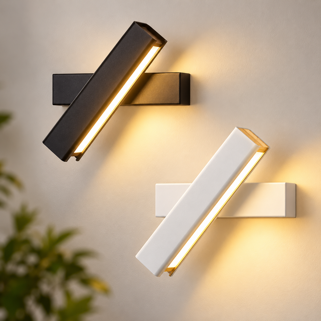 Appliques liseuses orientables LED noire et blanc cassé